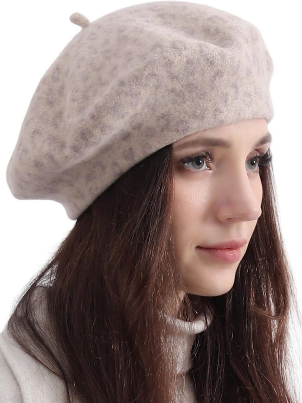 Women's Classic Wool Leopard French Painter Beret Hats Leopard-Beige